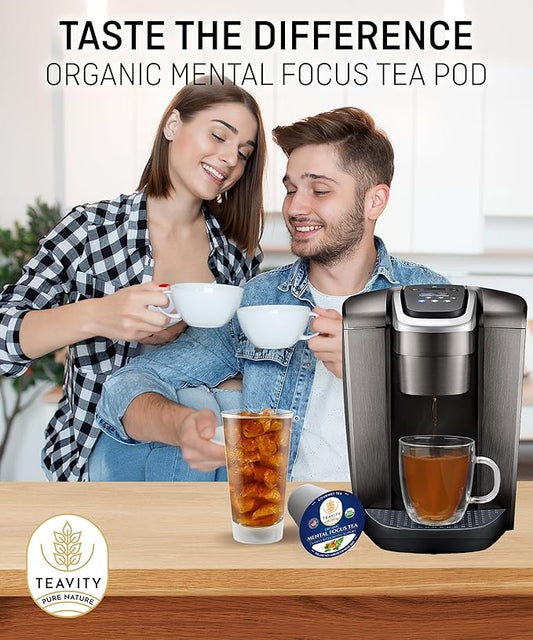 Organic Tea Pods with Moringa, Peppermint, Holy Basil & Turmeric - Naturally Decaf Tea - Mental Focus by Teavity (36)