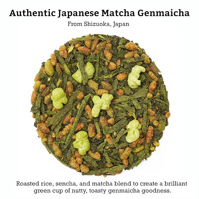 SUGIMOTO TEA Japanese Matcha Genmaicha Green Tea Loose Leaf 3.5 oz (100 g) Pack of 1