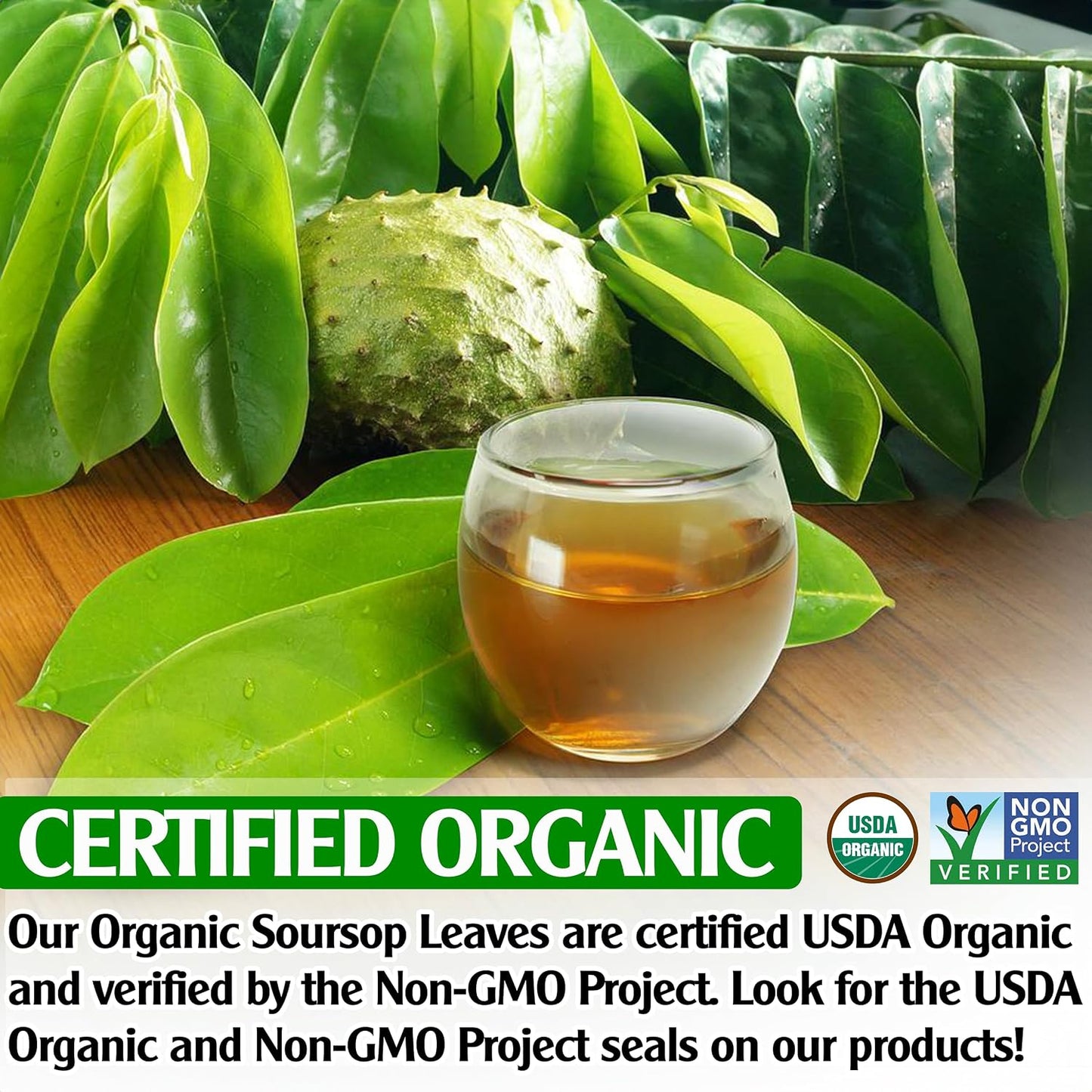 KEYXE - USDA Organic Soursop Graviola Leaves Tea 50 Bags. Non-GMO Verified , 100% Organic Soursop Leaves for Digestion, Boosting Immune, Improving Sleep &amp; Skin Health, Gluten Free, Caffein Free , Hojas De Guanabana Tea Organica, Eco-Conscious Tea Bags
