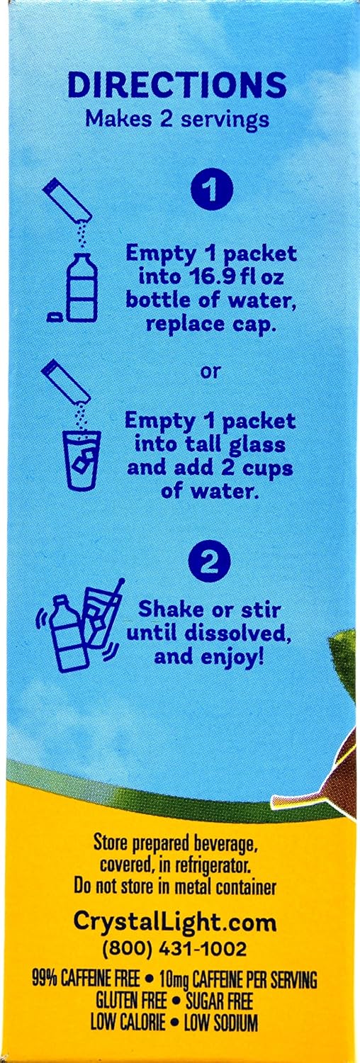 Crystal Light Iced Tea On The Go with Lemon, 10-Count, 0.7-Ounce Packages (Pack of 6)