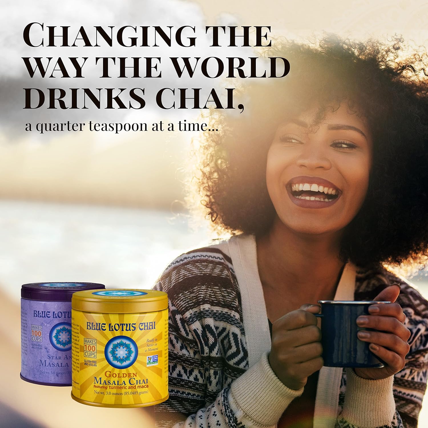 Blue Lotus Chai - Traditional Masala Chai - Makes 100 Cups - 3 Ounce Masala Spiced Chai Powder with Organic Spices - Ins