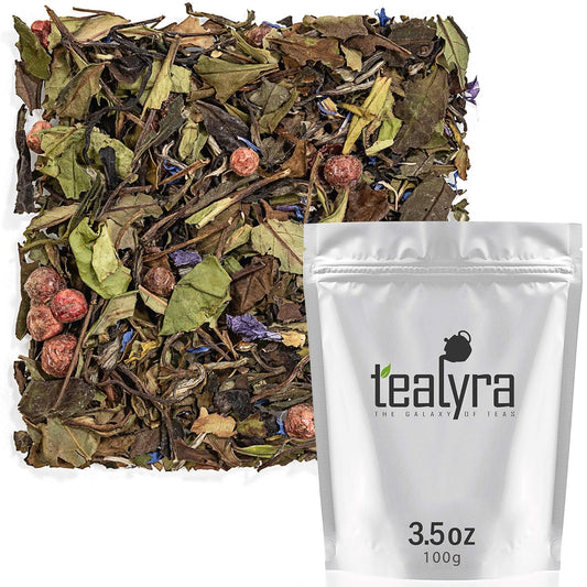 Tealyra White Champagne Loose Leaf Tea - High Antioxidants - Natural - Hot & Iced - Low Caffeine - 100g (3.5oz)