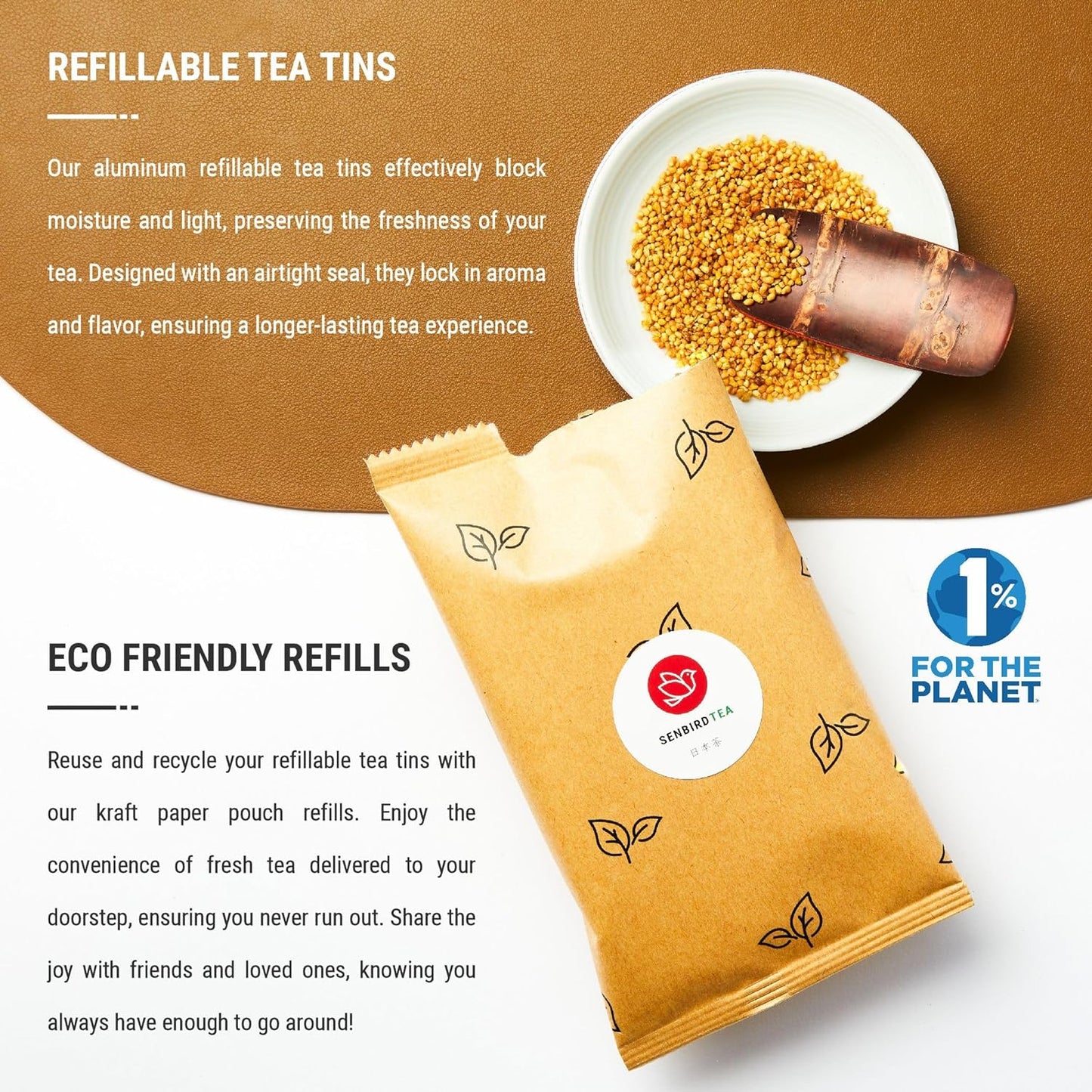 Senbird Caffeine-Free Buckwheat Loose Tea - Sobacha Aiji (4.2oz/120g) | Hokkaido roasted buckwheat tea with nutty aroma; caffeine-free and naturally gluten-free.