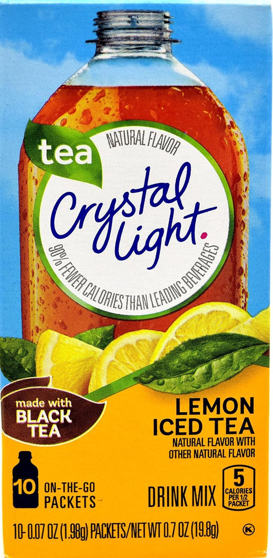 Crystal Light Iced Tea On The Go with Lemon, 10-Count, 0.7-Ounce Packages (Pack of 6)