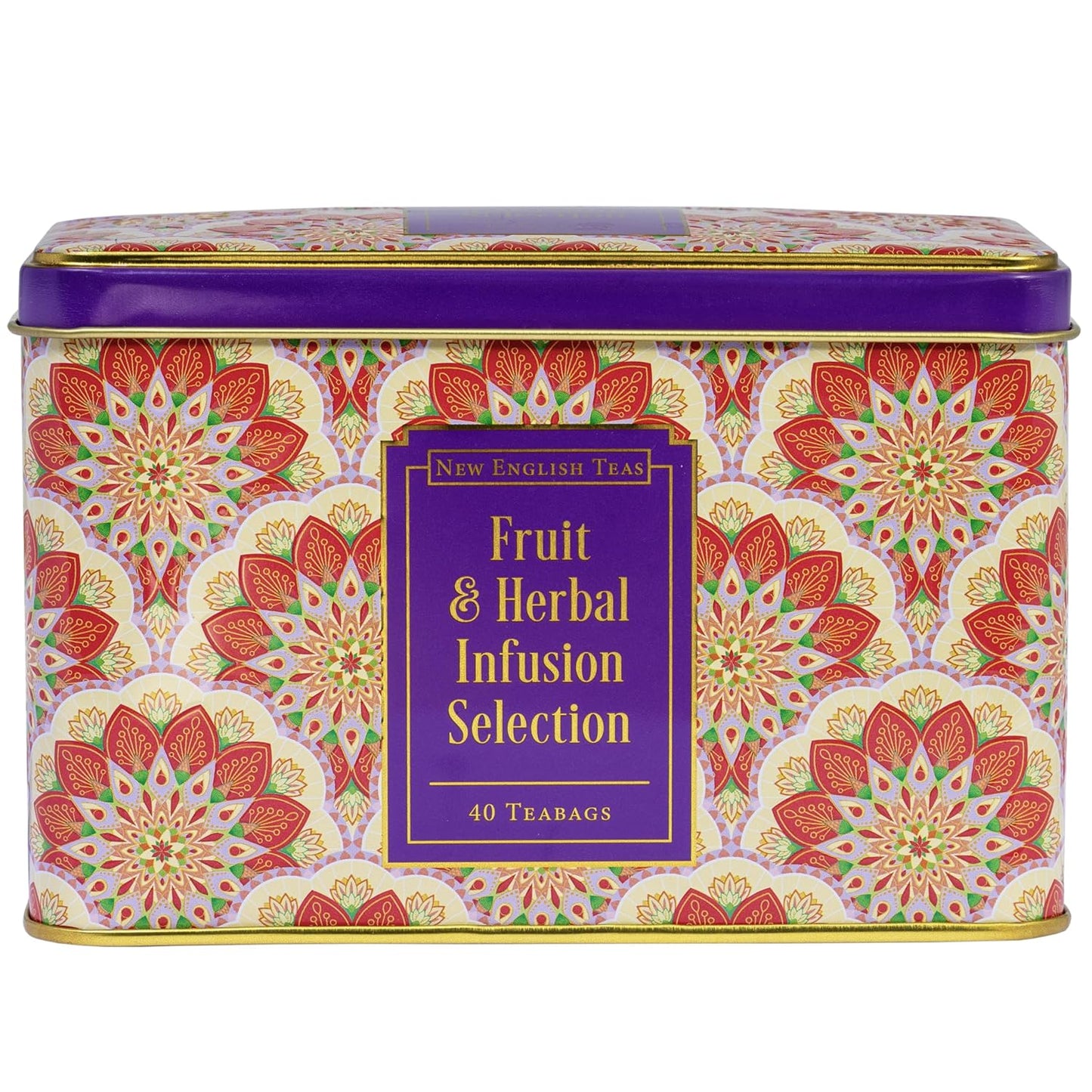 New English Teas Fruit and Herbal Tea in Tin with 40 Teabags - Rosehip & Hibiscus, Peppermint, Chamomile & Black Tea with Lemon & Ginger