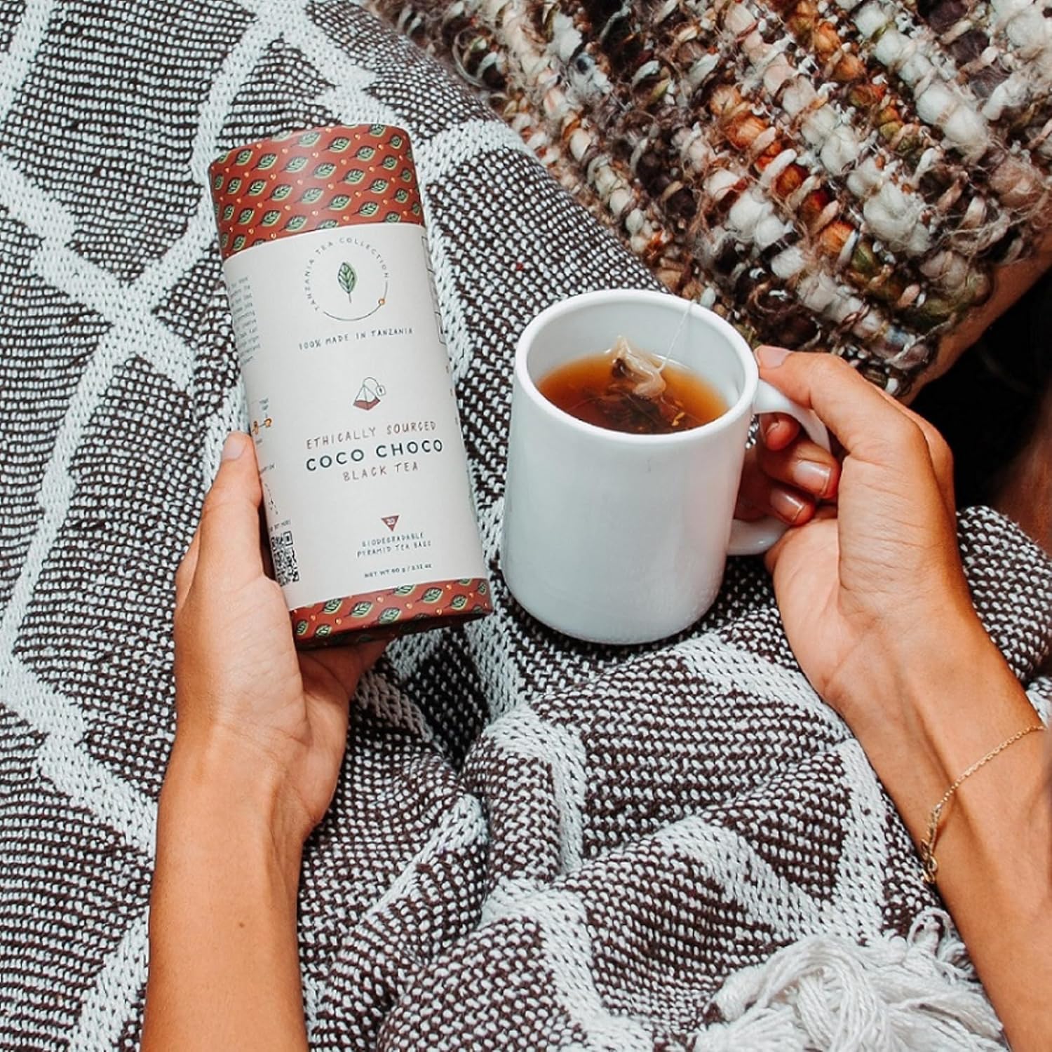 Kazi Yetu - Coco Choco - 100% Ethically Sourced - Made w/Whole Leaf Black Tea - Biodegradable Pyramid Bags - Africa Collection - 20 bags