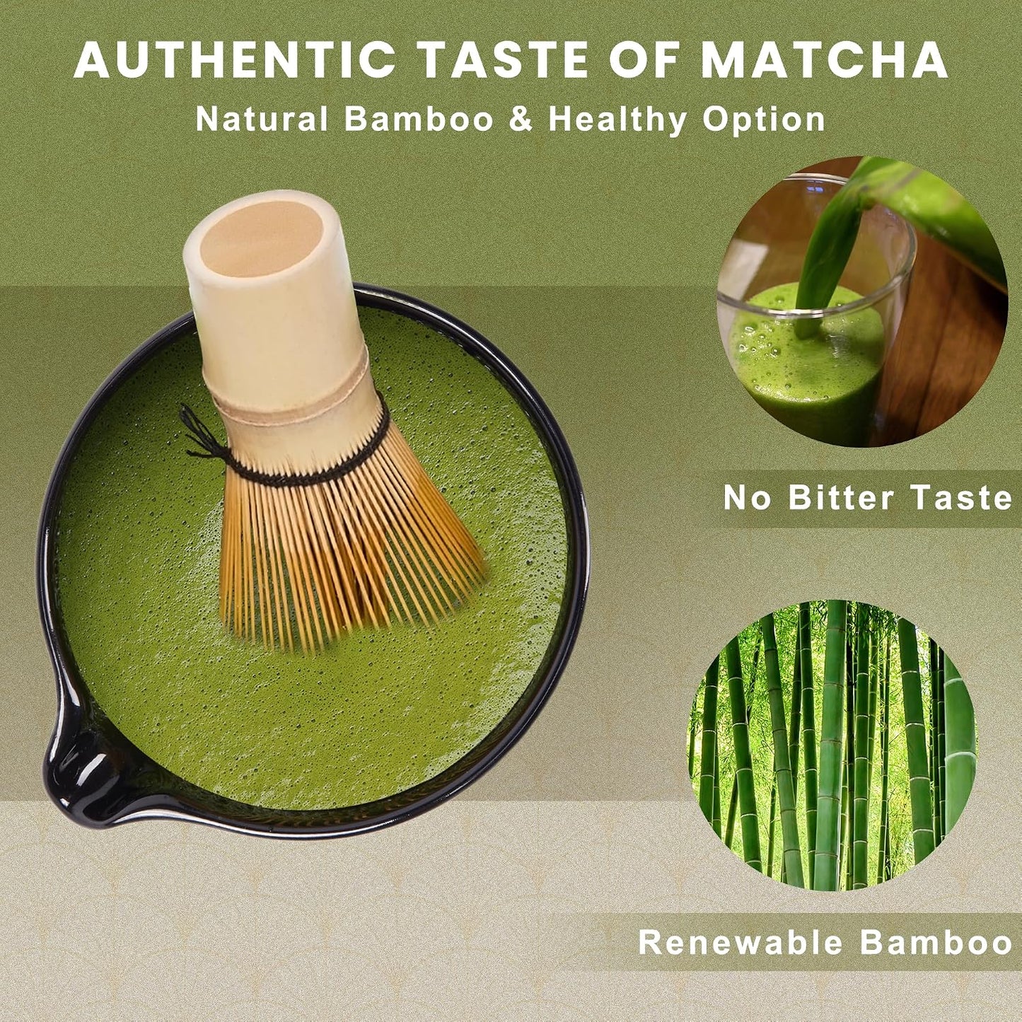 Matcha Bowl and Whisk Set,Bamboo Matcha Whisk,Matcha Spoon and Scoop Handmade,Matcha Sifter and Ceramic Matcha Whisk Holder for Matcha Maker Black, Normal, ZYMC6Pcs01-Black