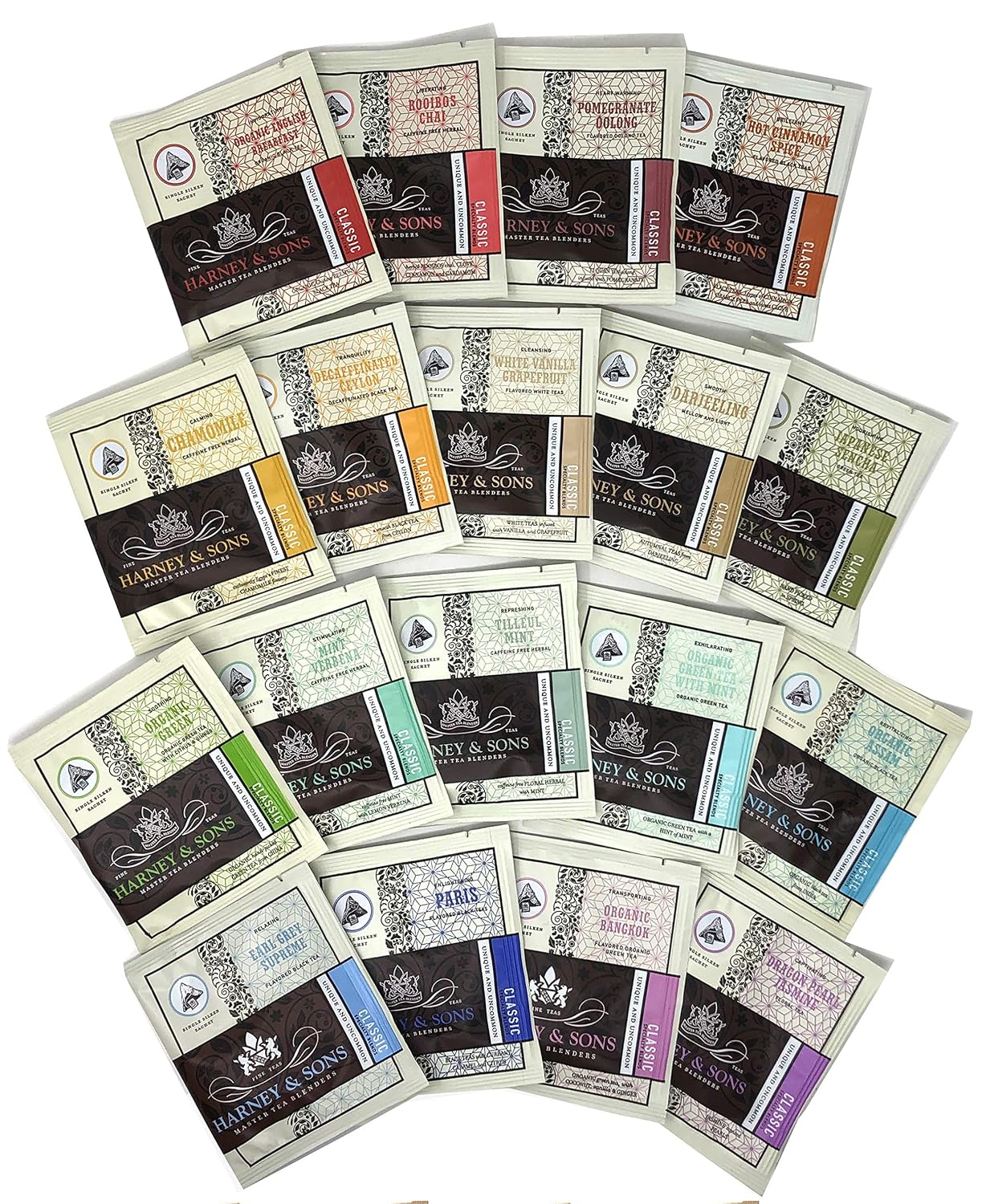 Harney & Sons Tea Gift Box Assorted Classic Tea Sachet Sampler Bundle 18 Count - Great for Birthday, Hostess and Co-worker Gifts