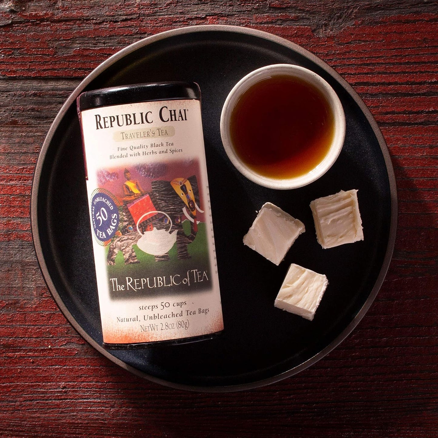 The Republic of Tea Republic Chai Black Tea, Naturally Caffeinated, 50 Ct | Made for morning or afternoon. Brisk and full-bodied with notes of warming ginger and baking spice. Gluten Free and Non-GMO.