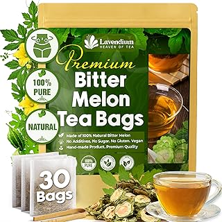 Lavendium, Premium 30 Tea Bags Bitter Melon Fruit Herbal Tea, 100% Natural and Pure, Hand-made, Made With Natural Materials-Corn Fiber Tea Bag, Sugar Free. Caffeine Free. Gluten Free. Vegan