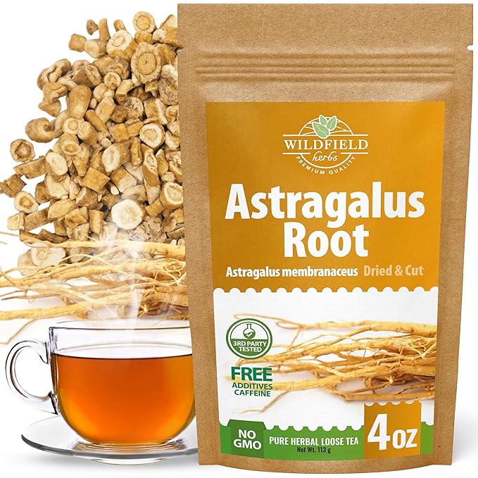 WILDFIELD HERBS 4 oz. Astragalus Root Herbal Tea – 113g Dried Astragalus Root Tea Huang Qi Raíz de Astrágalo