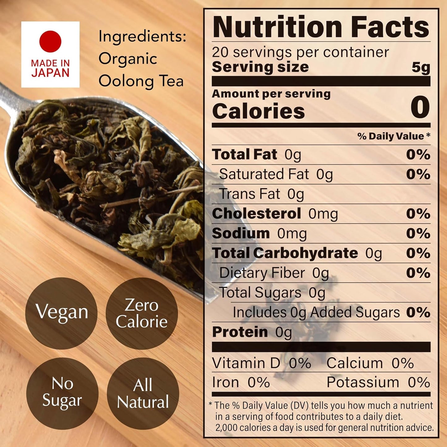 YAMASAN KYOTO UJI Oolong Tea Loose Leaf Japanese Organic 100g Bag | Authentic Premium Japanese Oolong Loose Tea Leaves, Fragrant Flavor, Pure ＆ Additive-Free, Unsweetened, Made in Japan 100g