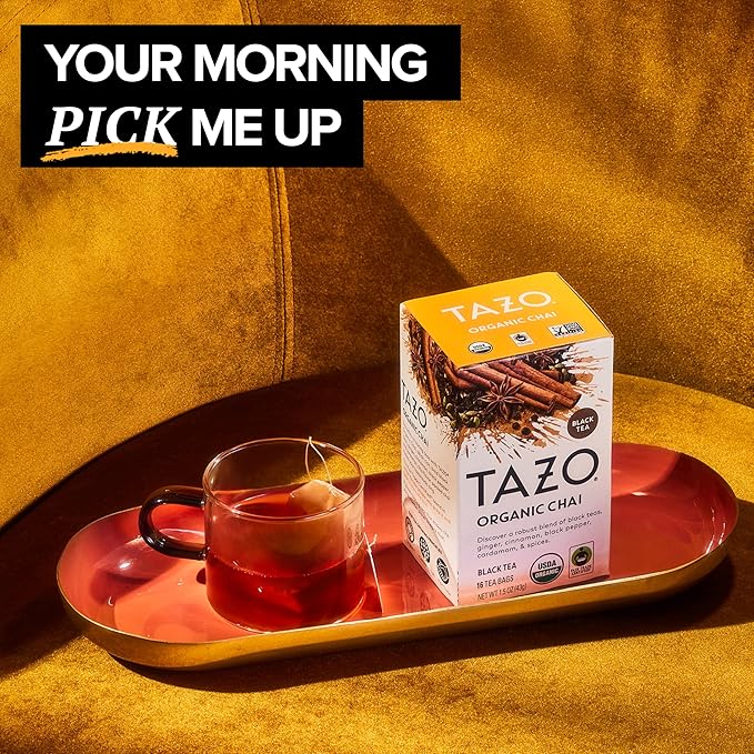 Tazo Awake English Breakfast & Chai Tea Bundle, 32 Tea Bags Total, Pack of 2