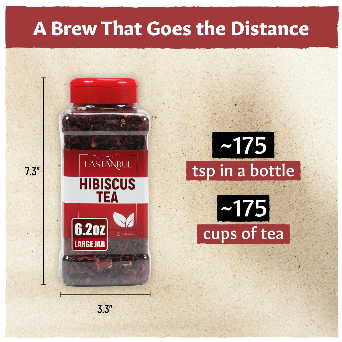 Eastanbul Hibiscus Tea Loose Leaf, Natural, Caffeine Free, Vegan, 6.2oz