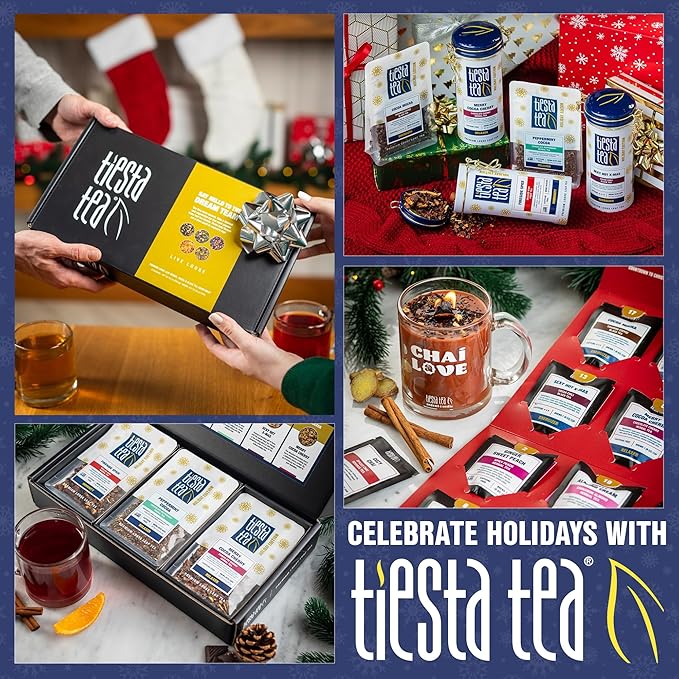 Tiesta Tea - Top Loose Leaf Tea Gift Box, High to Non-Caffeinated Assorted Blends, 5 Pouched Bags for Hot & Iced Brews Variety Pack, Green, Herbal, Black & Fruit