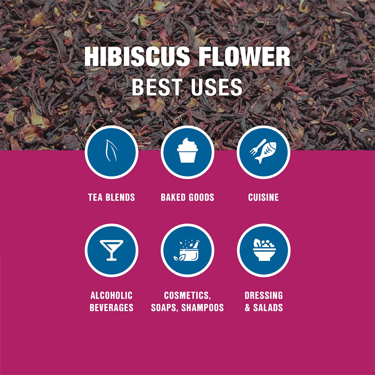 Tiesta Tea Dried Hibiscus Loose Leaf Cut & Sifted Hibiscus Flower Tea 16oz