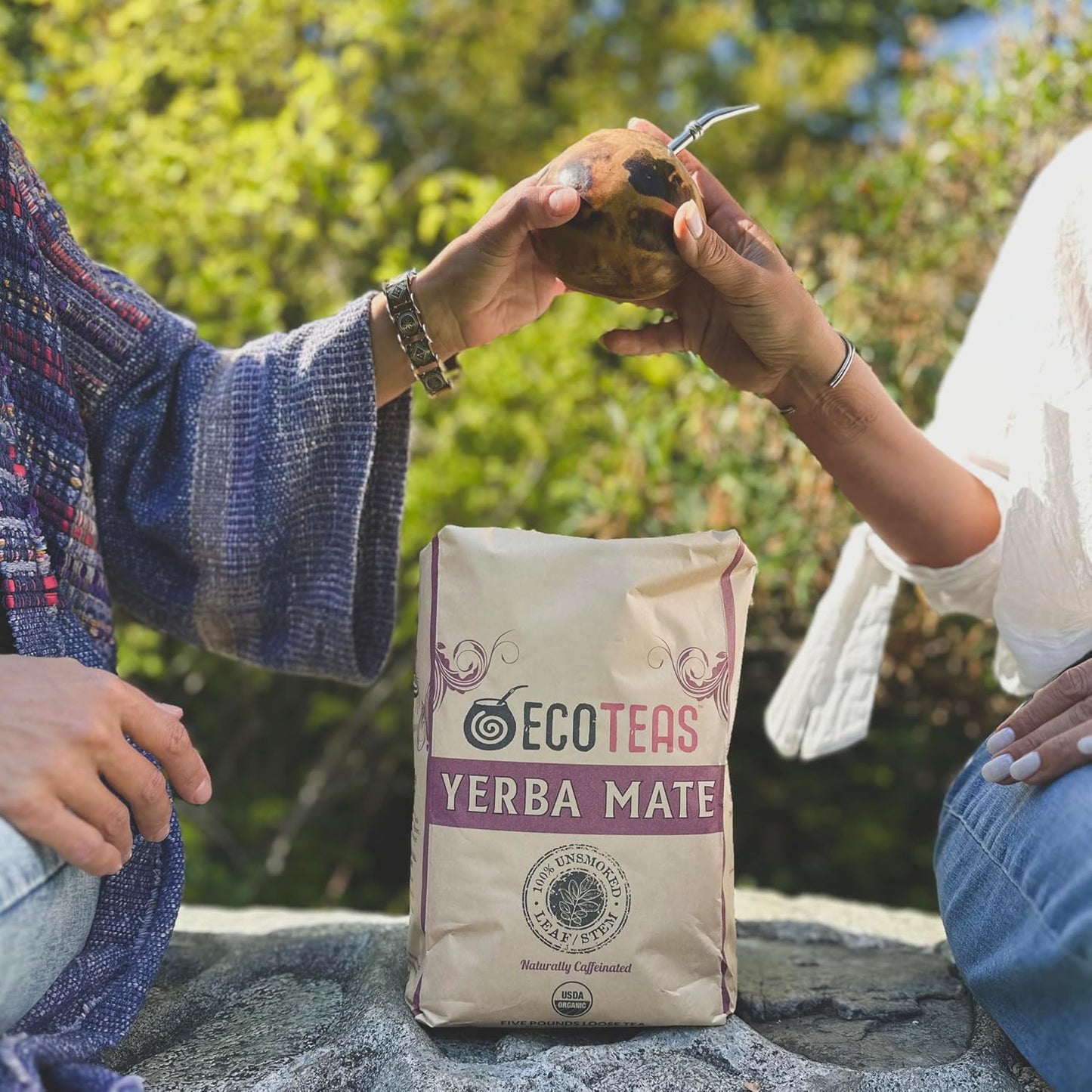 ECOTEAS Organic Yerba Mate Loose Tea Traditional Cut 5 lb Bulk Value Bag | 5 lb bulk traditional cut with stems and powder, USDA organic kosher non-GMO, brews in French press gourd or bombilla