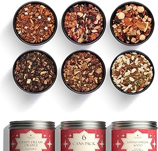 Prime Tea Festive Euphoria Collection - Winter Sampler Set - Tea Variety Loose Leaf Tea Sampler with Herbal, Fruit and Spices Blends, Flavorful Assortment - 6 Samplers - 10 Ounce
