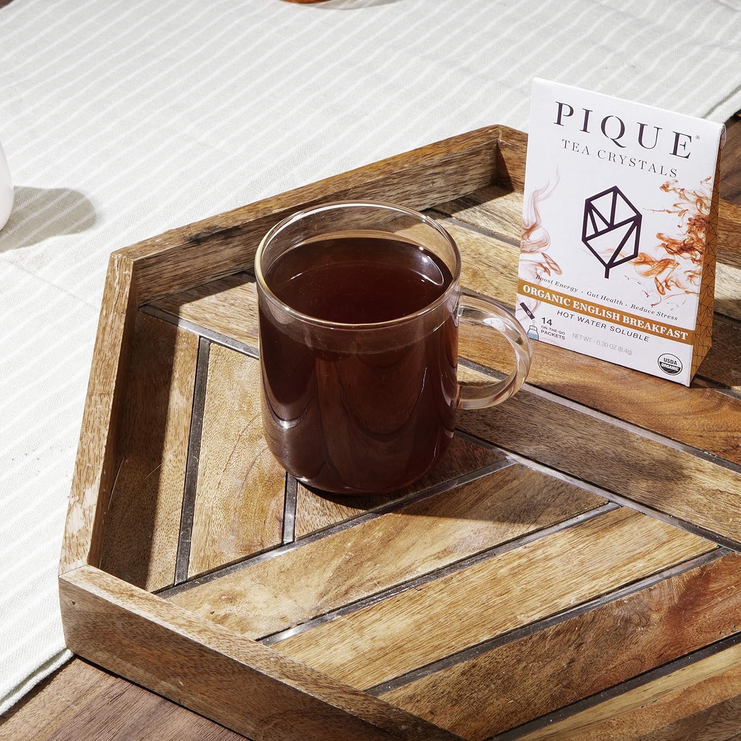 Pique Organic English Breakfast Tea Crystals - Caffeinated Black Tea for Energy, Prebiotic Polyphenols Support Healthy Digestion, Immune Support - 28 Single Serve Sticks (2 Pack)