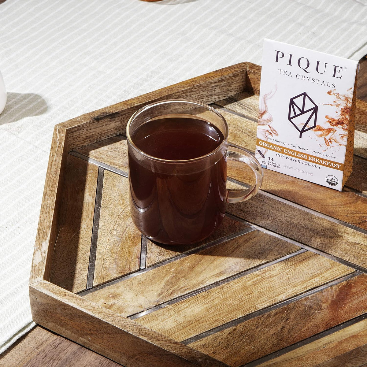 Pique Organic English Breakfast Tea Crystals - Caffeinated Black Tea for Energy, Prebiotic Polyphenols Support Healthy Digestion, Immune Support - 28 Single Serve Sticks (2 Pack)