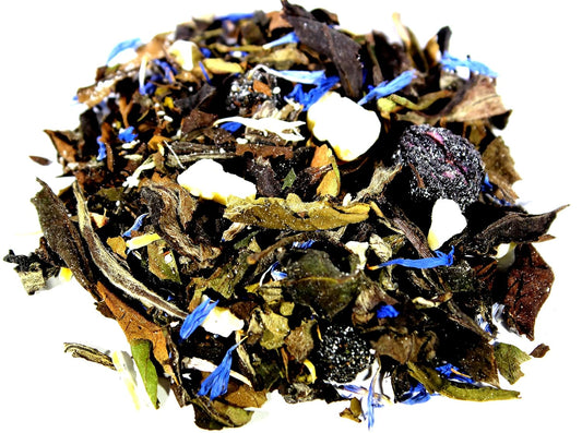 Nelson's Tea Blueberry White Chocolate White Loose Leaf Tea, Sample 0.4 Oz | blueberries • cornflowers • Chocolate • Tea • Loose Leaf Tea • White Chocolate