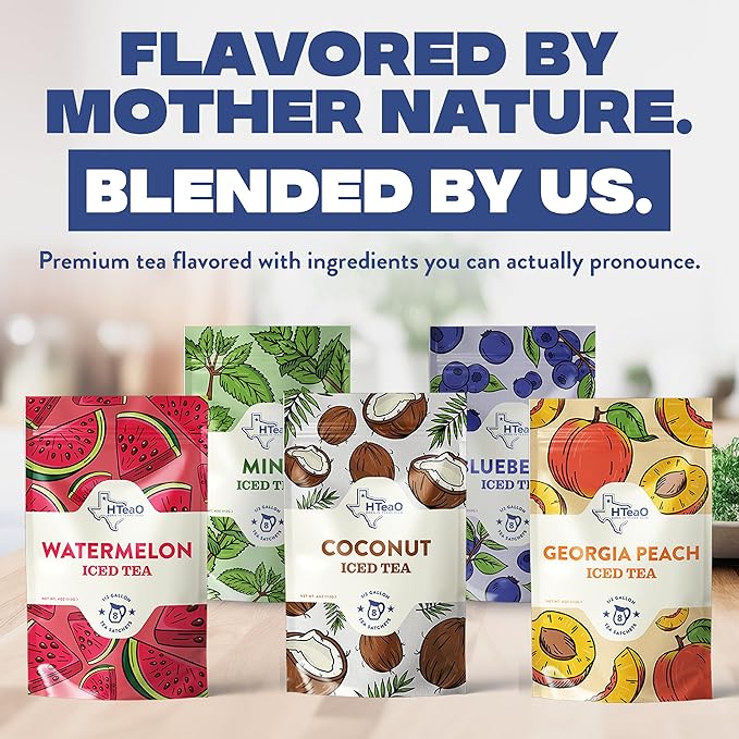 HTeaO Coconut Iced Tea Bags – Makes 8 Gallons in 5 Minutes – Large Loaded Tea Sachets for Parties, Family Gatherings, & Groups – Texas-Style Ice Tea Packets for Quick Brew (16-Count)