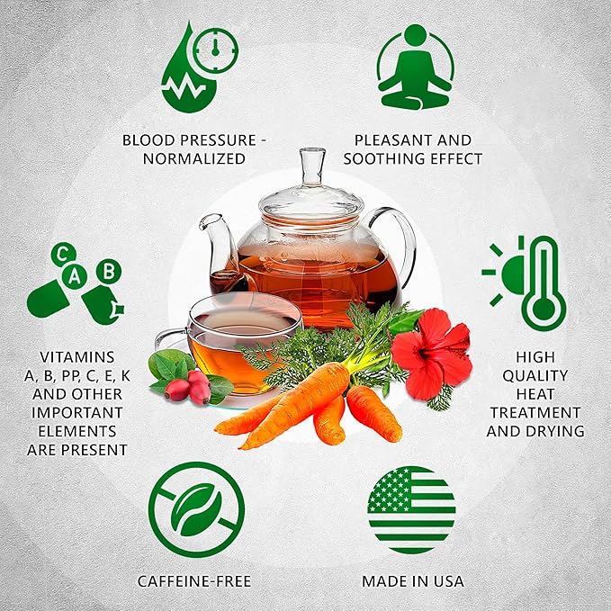 TeaDreamTea – Carrot Hibiscus Rosehip - Loose Leaf Herbal Bulk Tea - Caffeine-Free - Vitamins Rich - Boost Immune System - Carrot Raw from USA