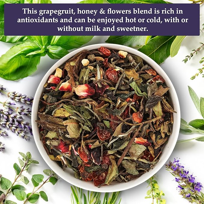 Birdsong Leafbird Grapefruit: Organic White Tea, Rich Flavourful Low Caffeinated White Peony Tea with Notes of Grapefruit and Honey, 3.4 Oz Loose-Leaf Tea with Sweet And Tangy Flavor