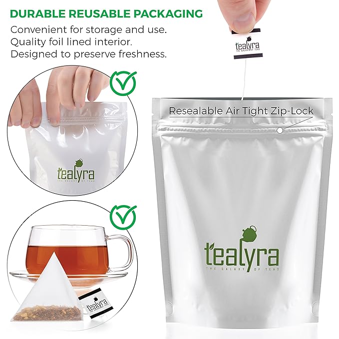 Tealyra - Rooibos Coconut Vanilla Chai - 25 Bags - Ginger Cinnamon - Red Bush Rooibos Herbal Loose Leaf Tea - Antioxidants Rich - Caffeine-Free