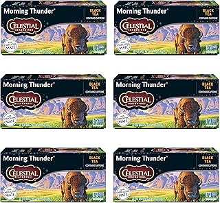 Celestial Seasonings Morning Thunder Black Tea, Caffeinated, 20 Tea Bags Box (Pack of 6)