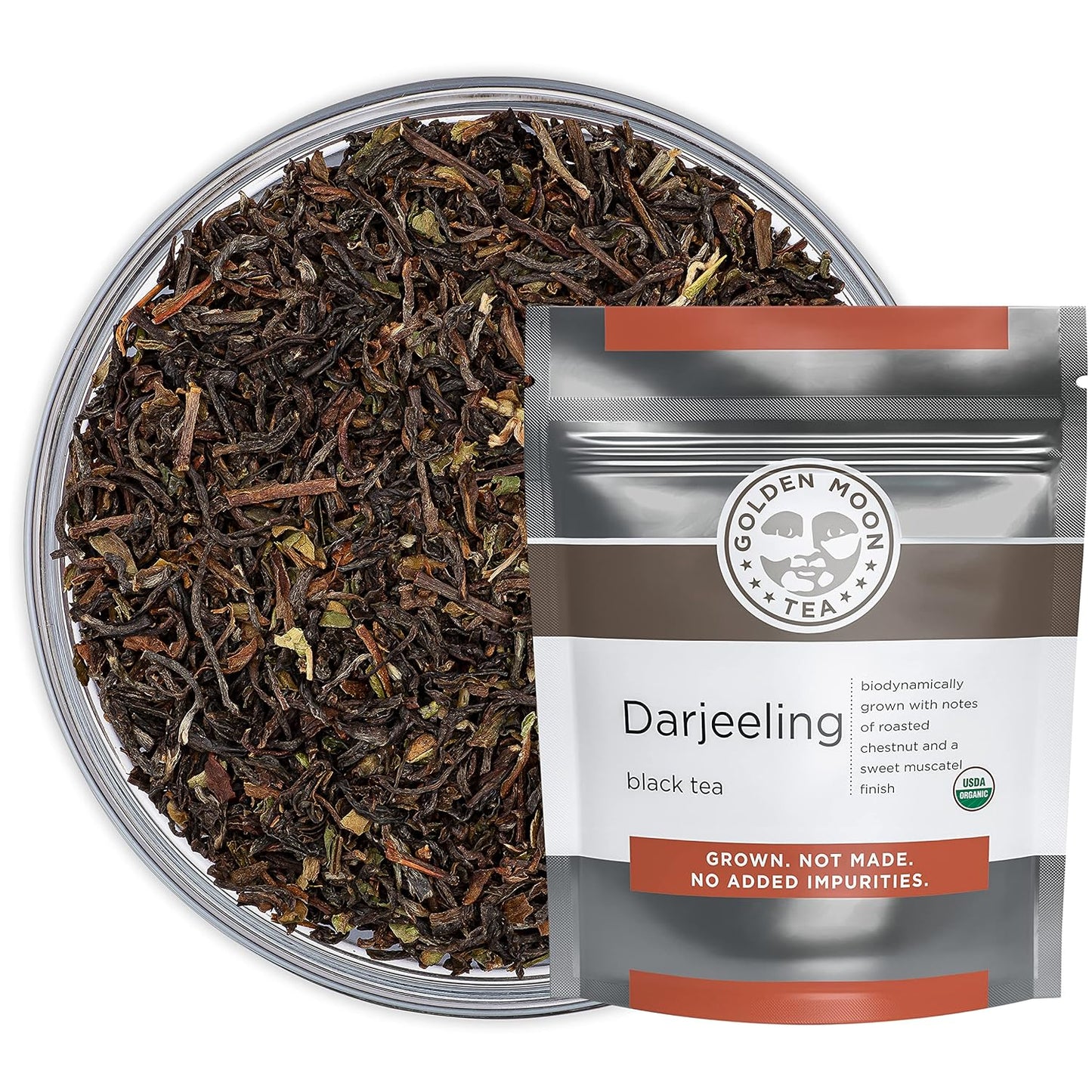 Golden Moon Tea Organic Darjeeling Black Tea - Loose Leaf, Non-GMO - 1 Pound (192 Servings)