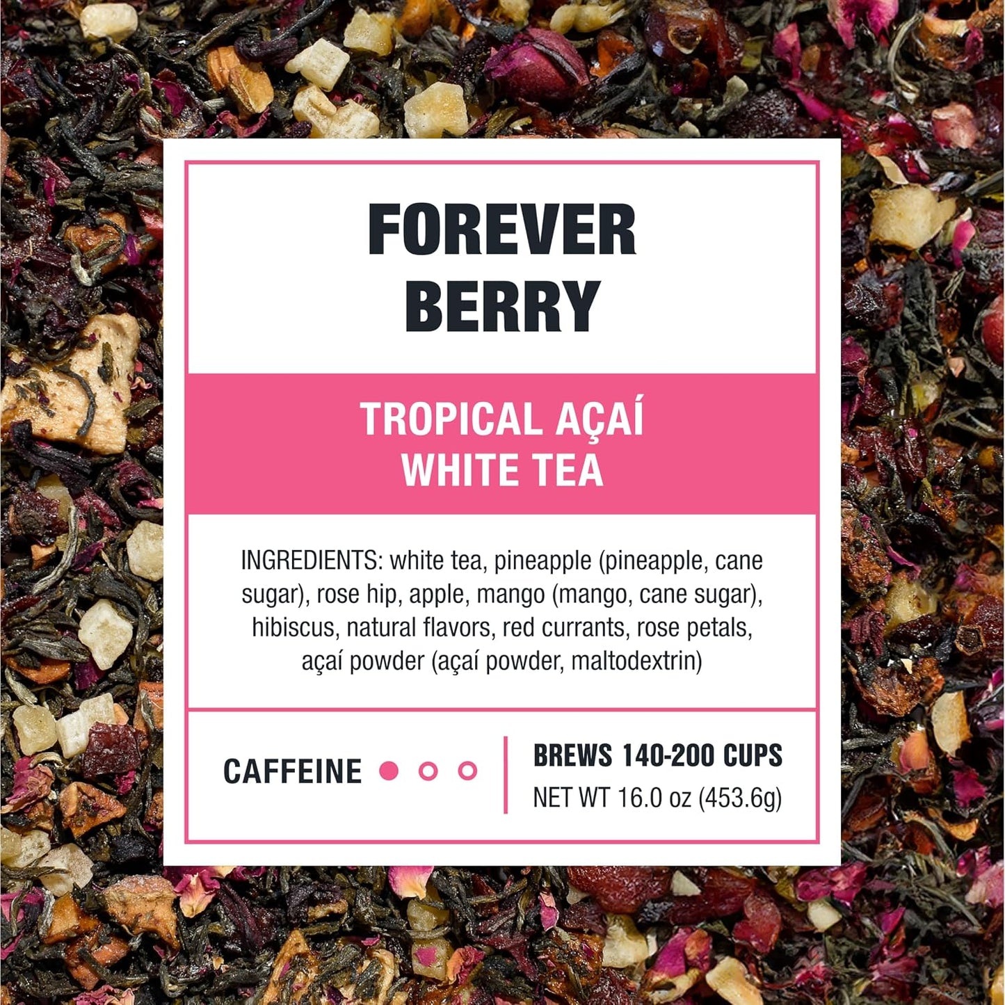 Tiesta Tea - Forever Berry Tea, Loose Leaf, Tropical Açaí White Tea | Premium Low Caffeine Tea Blend, Make Hot or Iced &amp; Up to 200 Cups, 16 oz Resealable Bulk Pouch