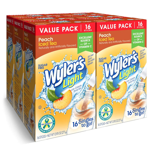Wyler's Light Singles To Go Water Drink Mix, Peach Iced Tea, 96 Packets