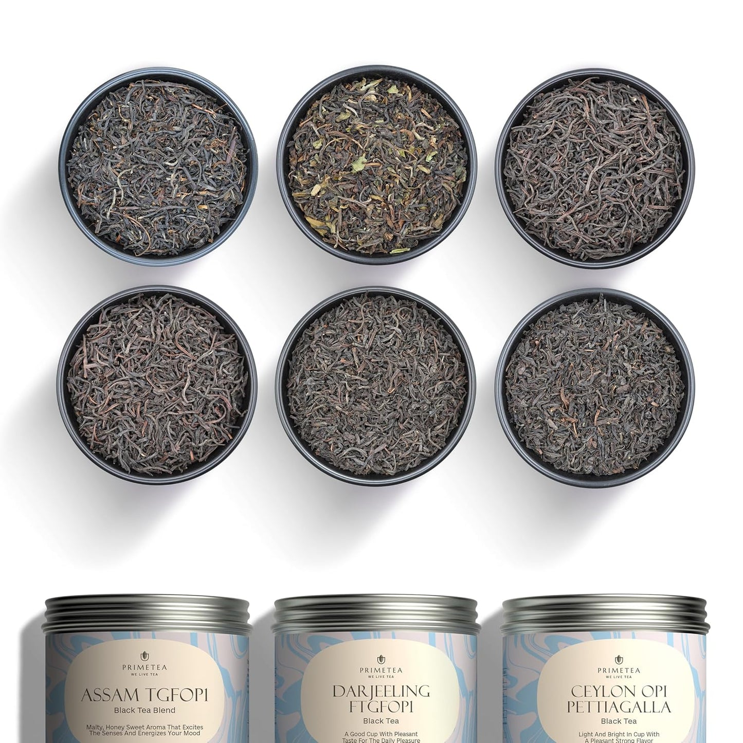 Prime Tea - Sampler - Ceylon, Assam, Darjeeling Black Loose Leaf Tea - 8oz 100% Organic, Pure Unblended, Single Origin, Hand Picked. Famous Quality
