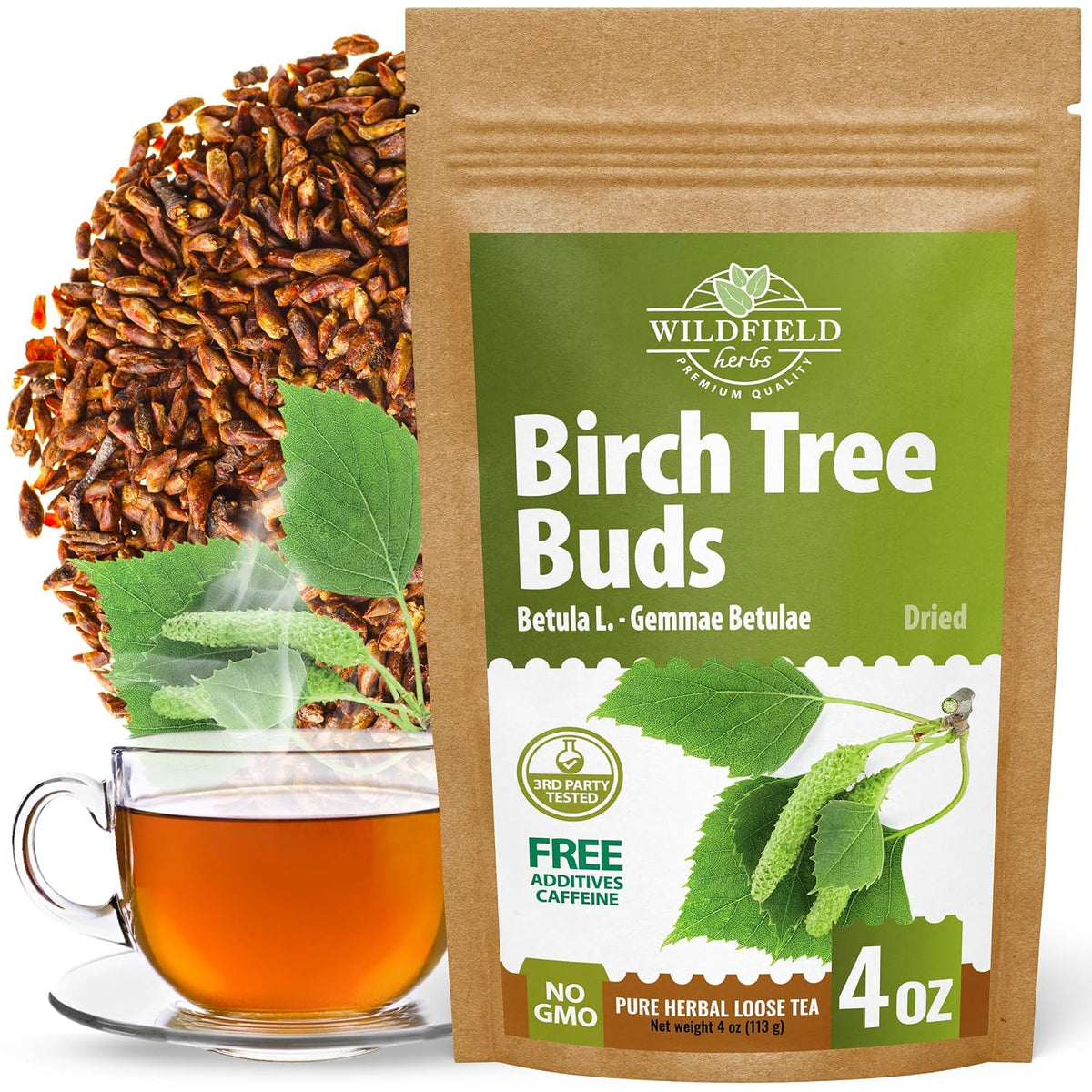 4 oz. Birch Tree Buds Herbal Tea (Betulae Gemmae) - 113g Dried Birch Tree Buds Betula Pendula Herb Tea Hojas Te De Abedul