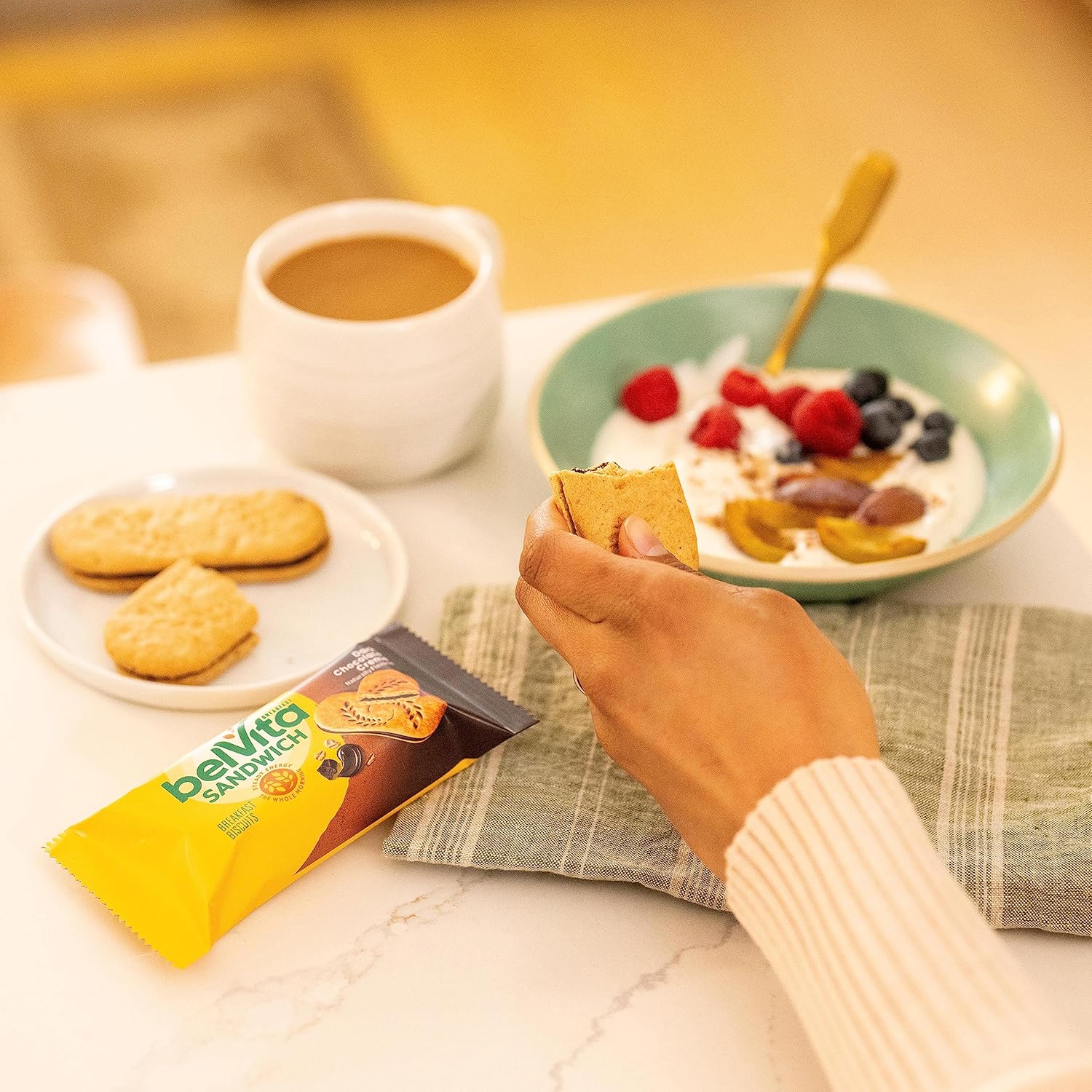 belVita Breakfast Bar Biscuit Sandwiches, Dark Chocolate Creme, 30 Total Packs, 6 Boxes (2 Biscuits Per Pack)