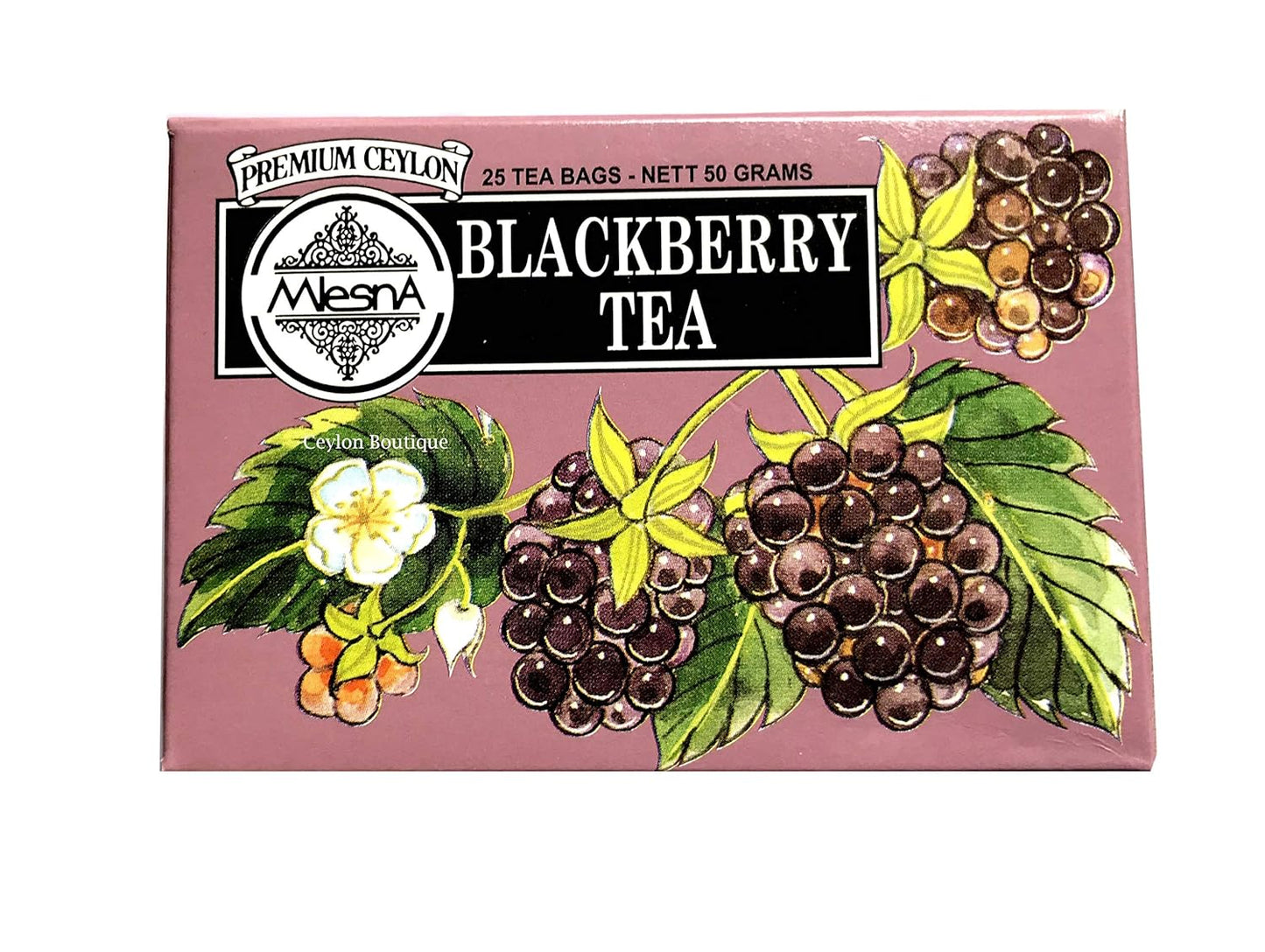 Mlesna Blackberry Ceylon Tea in 25 Tea Bags X 01 Pack