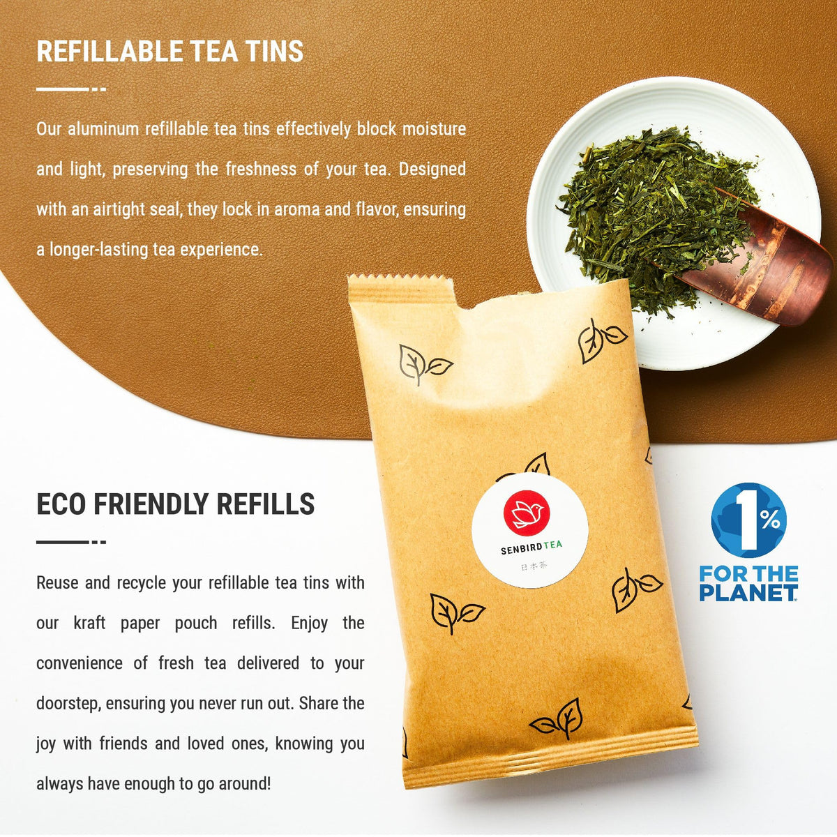 Senbird Japanese Sencha Green Tea with Matcha Loose Leaf - Hime (3.5oz/100g)
