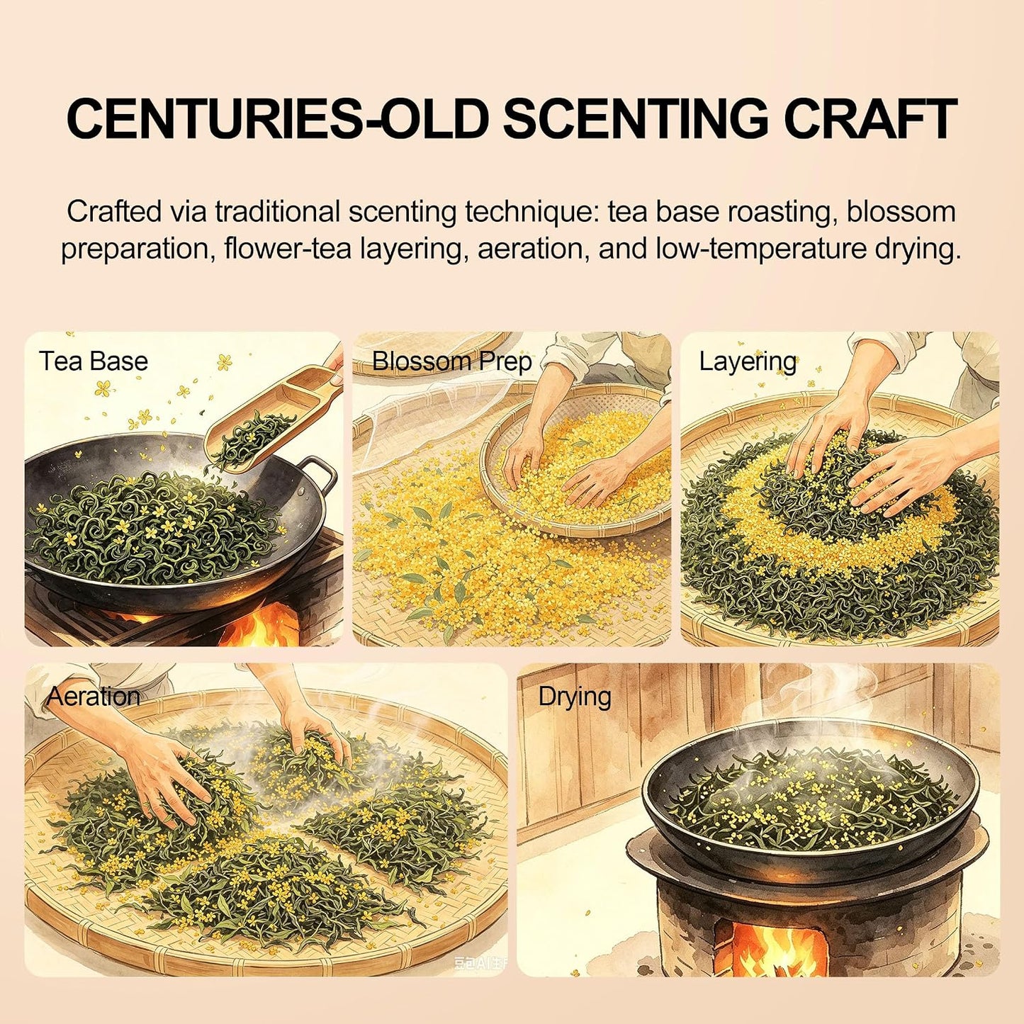 BAMATEA Osmanthus Oolong Tea Tieguanyin Loose Leaf, 210g (7.41oz), 30 Packs