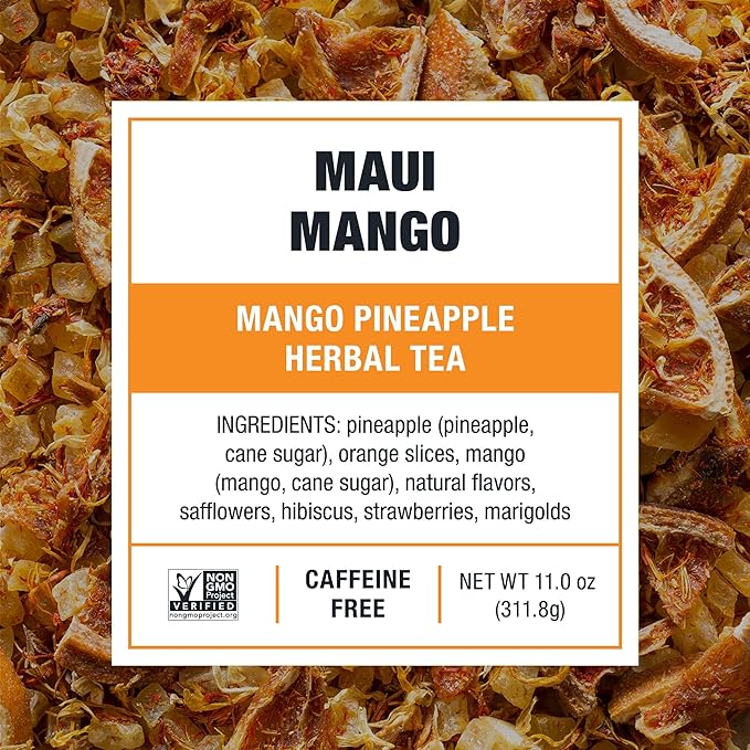 Tiesta Tea - Maui Mango Cold Brew, Loose Leaf, Mango Pineapple Herbal Tea, Premium Non-Caffeinated Blend, Cold Brew Packets