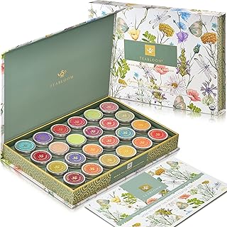 Teabloom Exceptional Organic & Kosher Certified Loose Leaf Tea Chest, World's Largest Tea Collection with 24 Varieties of Black, Green, White, Oolong, and Herbal Teas