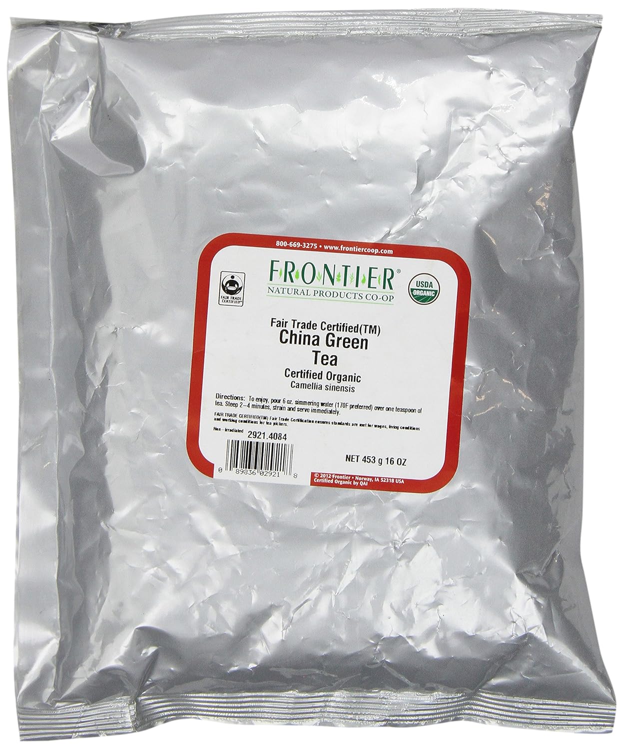 Frontier Co-op Organic China Green Tea, 1lb Bulk Bag - Chinese Green Tea Loose Leaf - Aromatic, Flavorful & Calming - Perfect for Tea & Culinary Uses