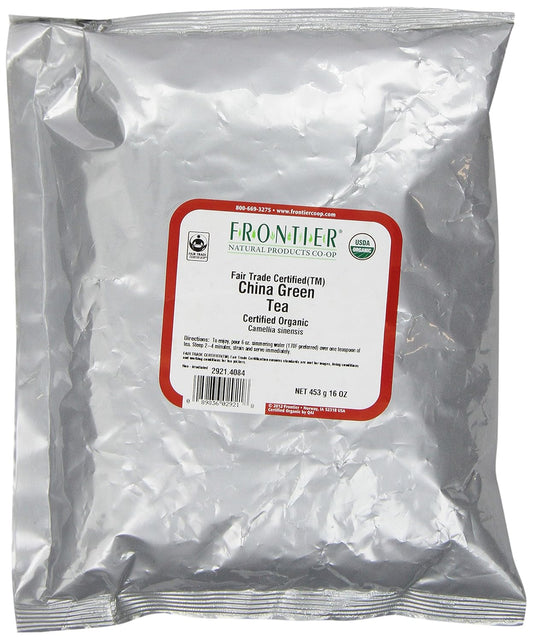 Frontier Co-op Organic China Green Tea, 1lb Bulk Bag - Chinese Green Tea Loose Leaf - Aromatic, Flavorful & Calming - Perfect for Tea & Culinary Uses