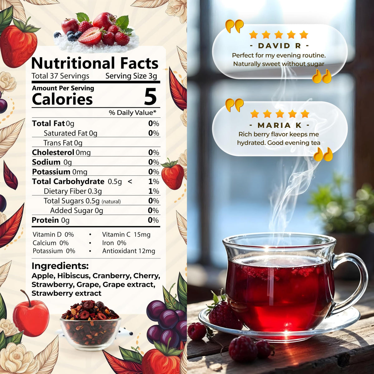 Enzo's Private Selection ENZO Tea Master Reserve - Alpine Wildberry (4oz) a Cherry Cranberry Secret Recipe | Mountain-Foraged