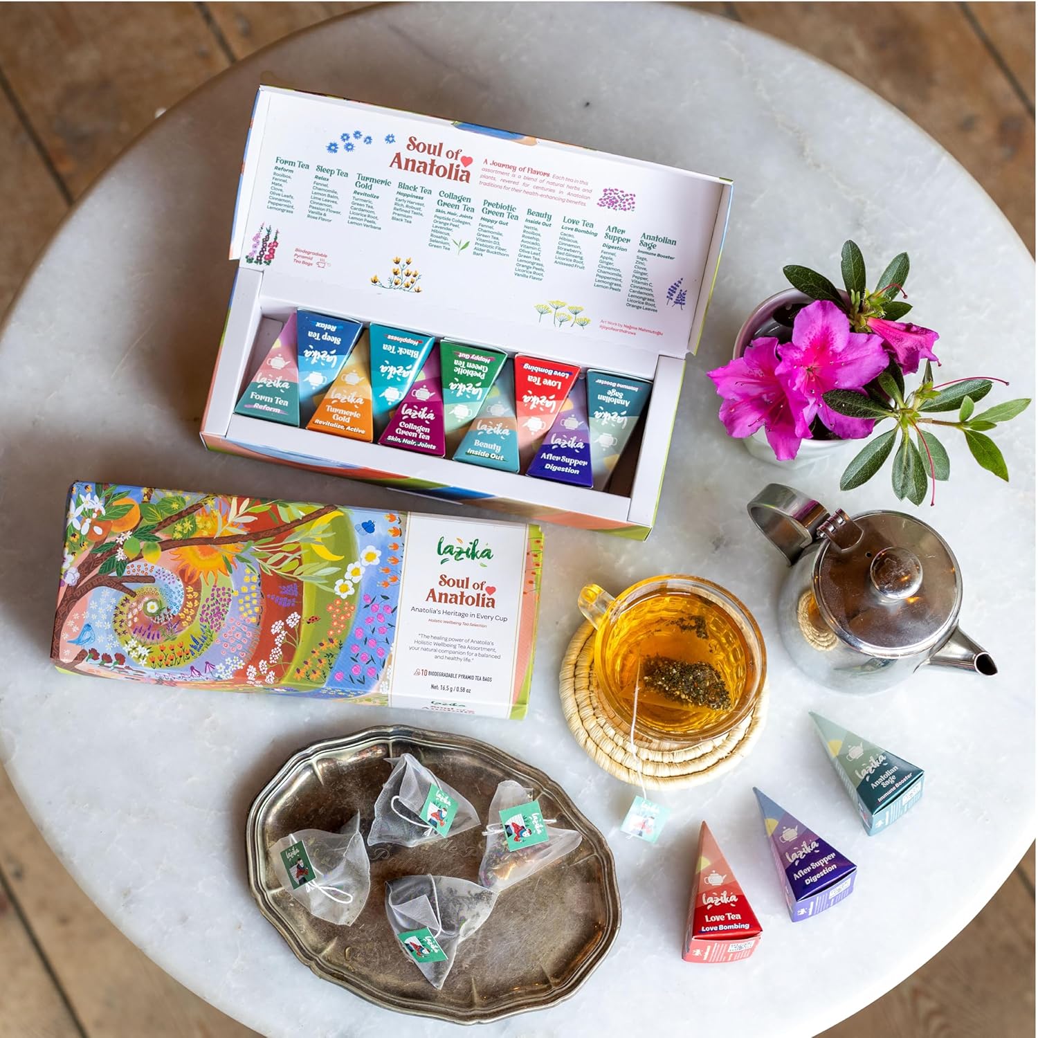 Lazika Herbal Tea Variety Pack and Loose Leaf Tea Set, Black, Green Herbal Tea Assortment and Loose Leaf Tea Set for Tea Lovers