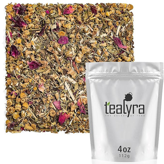 Tealyra Bedtime Herbal Tea – Chamomile, Spearmint & Hemp Leaves – Loose Leaf, 112g (4oz)