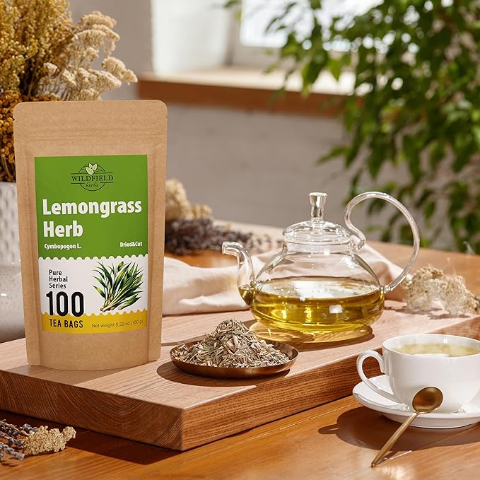 100 Bags Dried Lemongrass Tea Lemon Grass Leaf Herbal Tea Zacate De Limon (Cymbopogon)