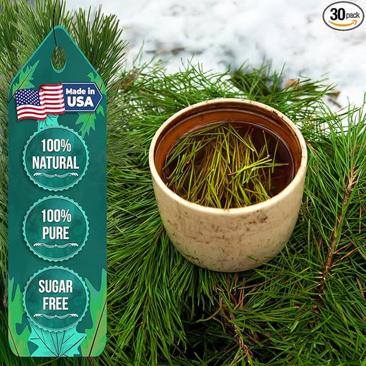 USA Fresh White Pine Needle Tea – 100% Pure Wild-Harvested USA Pine Needles, Fresh Aromatic Herbal Tea, No Additives, Premium Loose Leaf, Natural Forest Flavor (16oz)