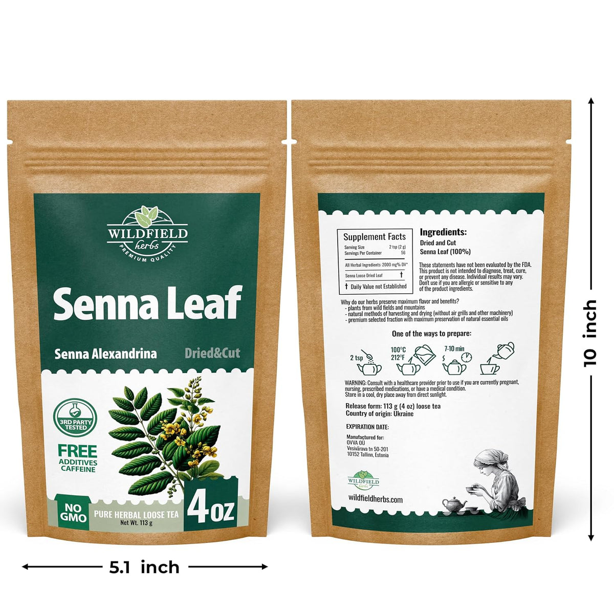 4 oz. Senna Leaf Senna Leaves Tea Herbal Tea (Senna Alexandrina) - 113g Hoja De Sen Hojas De Sen Para Te