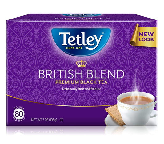 Tetley, British Blend Black Tea, 80 Count, Hot or Iced, Rich &amp; Robust Black Tea